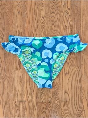 Emily McCarthy Blue Green Sea Glass Cheetah Print Swim Bikini Bottom